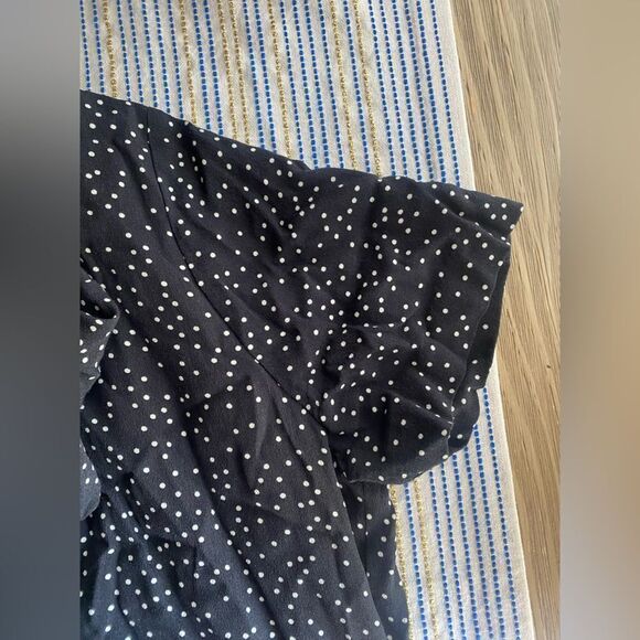 Madewell Zip Back Polka Dot Shift Mini Dress Black White Size 6 Zipper Back - Picture 11 of 15